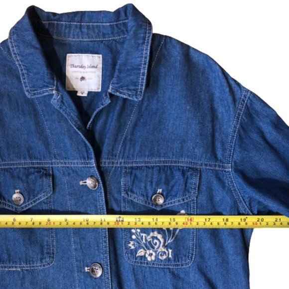 Thursday Island Urban Vintage long soft denim embroidered jacket, blazer - Picture 16 of 16